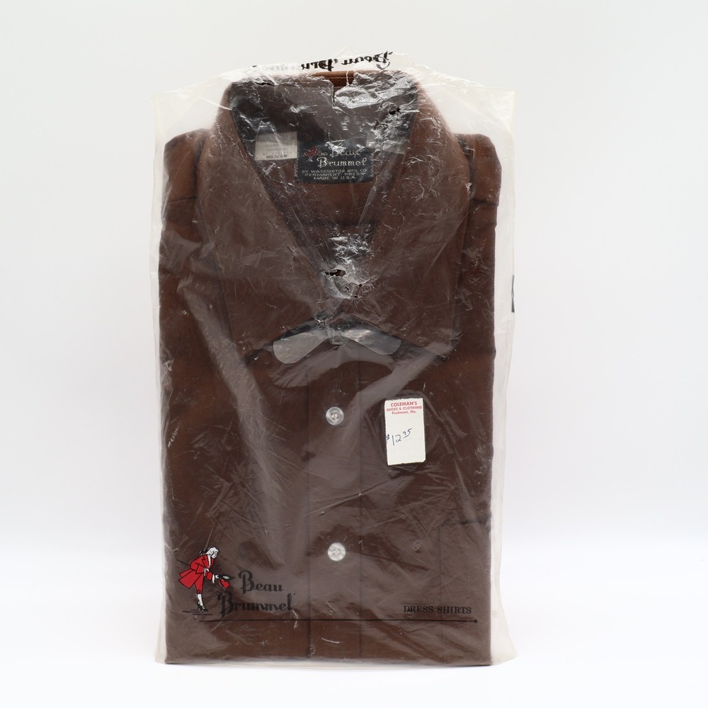 Beau Brummel Mens 15.5-33 Brown Dress Shirt USA NWT NOS